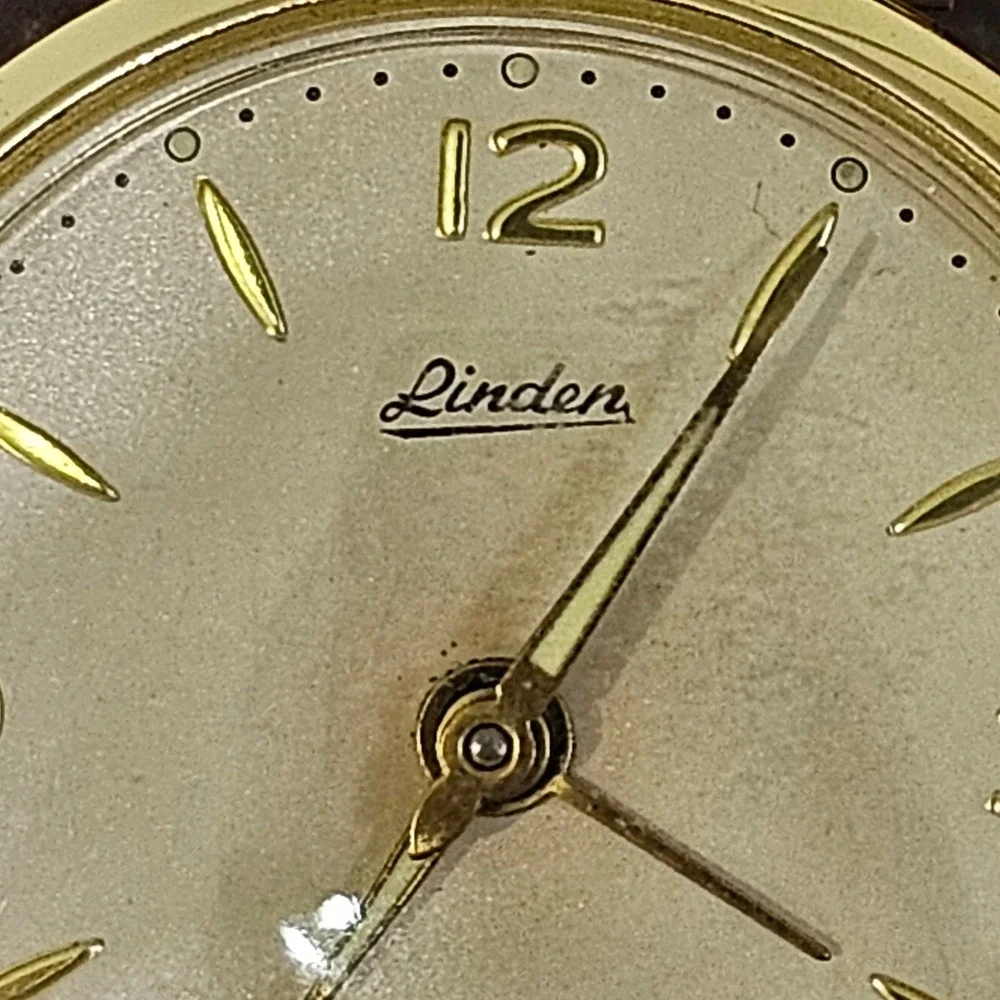 Vintage Linden Travel Alarm Clock Gold Tone Mechanical Wind Up Japan Black Case